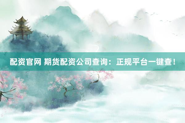 配资官网 期货配资公司查询：正规平台一键查！