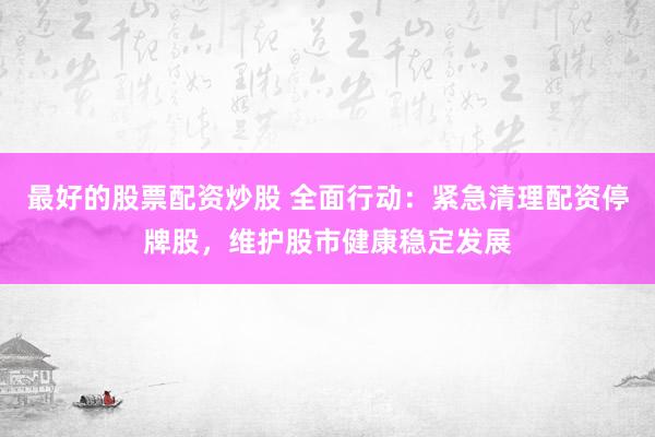 最好的股票配资炒股 全面行动：紧急清理配资停牌股，维护股市健康稳定发展
