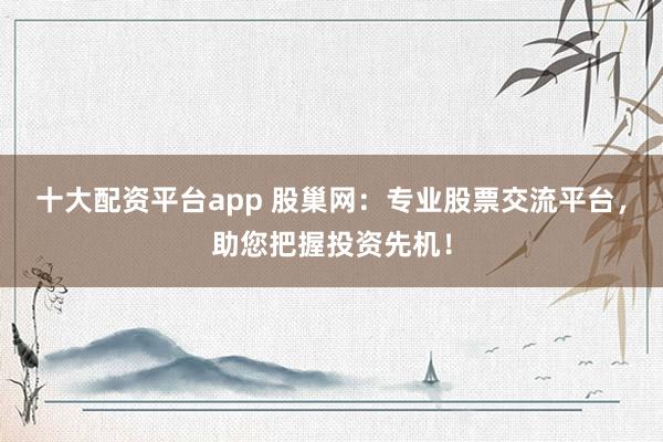 十大配资平台app 股巢网：专业股票交流平台，助您把握投资先机！