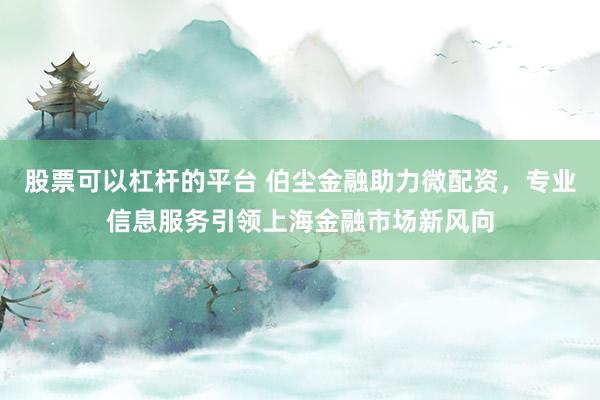 股票可以杠杆的平台 伯尘金融助力微配资，专业信息服务引领上海金融市场新风向