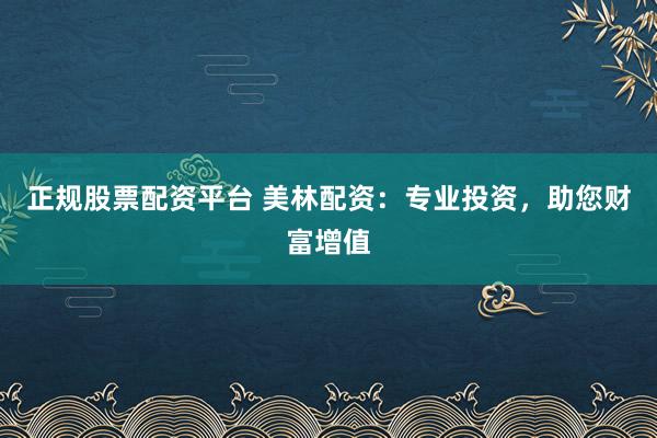 正规股票配资平台 美林配资：专业投资，助您财富增值