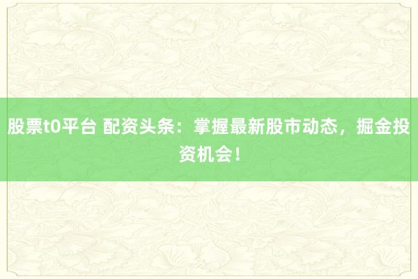 股票t0平台 配资头条：掌握最新股市动态，掘金投资机会！