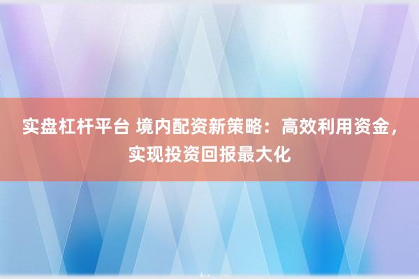 实盘杠杆平台 境内配资新策略：高效利用资金，实现投资回报最大化